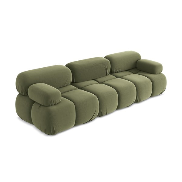 Jasnozielona aksamitna sofa modułowa 285 cm Lokua – Makamii-image-2