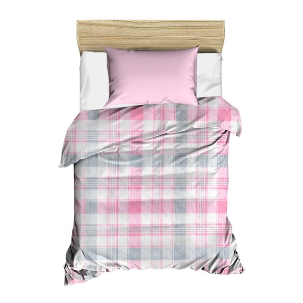 Różowa pikowana narzuta na łóżko Cihan Bilisim Tekstil Checkers, 160x230 cm