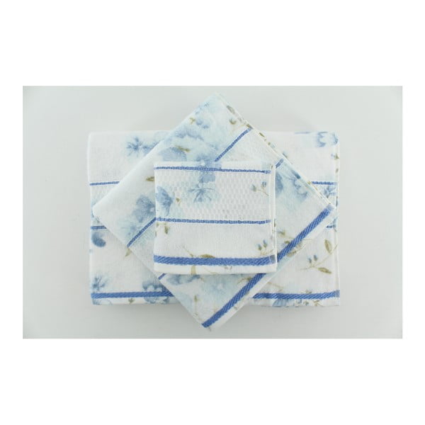 Zestaw 3 ręczników Camene Blue, 30x50 cm + 50x90 cm + 70x140 cm