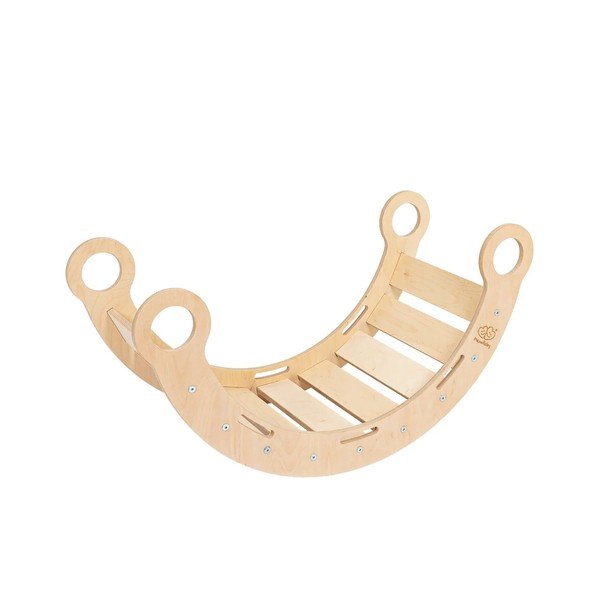 Huśtawka z litego drewna sosnowego w naturalnym kolorze 39x75x38 cm Montessori – Meowbaby-image-4