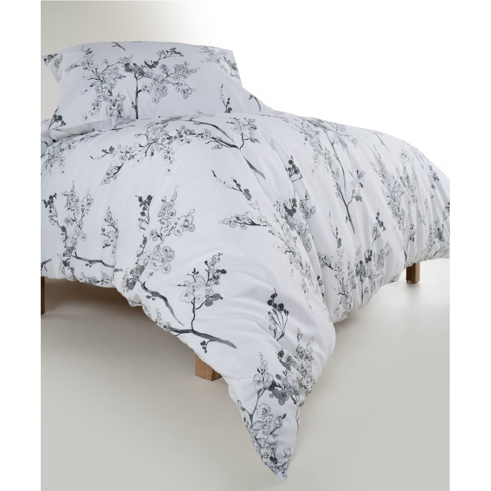 Biało-szara pościel dwuosobowa z bawełny renforcé 240x220 cm White Floral – Mila Home Luxury (zdjęcie 5)