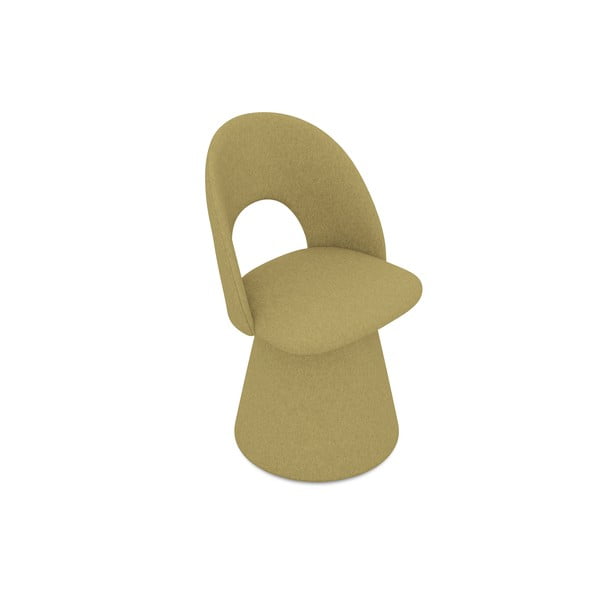 Musztardowy tapicerowany fotel jadalniany Kalo – Makamii-image-2