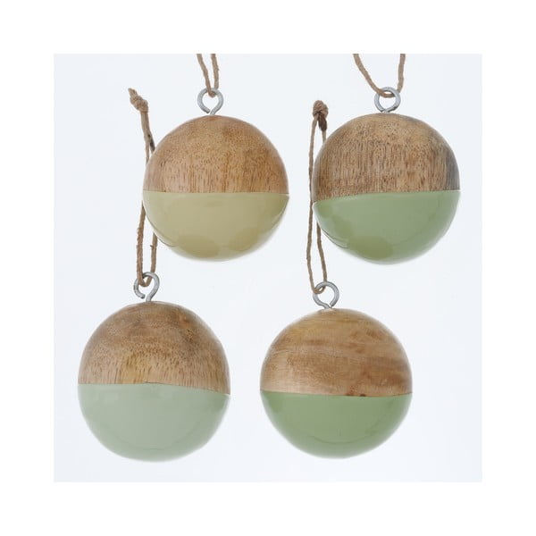 Zestaw 4 dekoracji wiszących z litego drewna mango Boltze Nurto