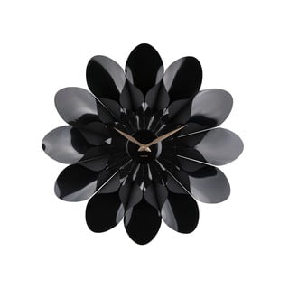 Czarny zegar ścienny Karlsson Flower, ø 60 cm