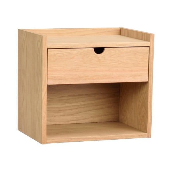 Naturalna szafka nocna z litego drewna dębowego wisząca/z półką Hillmond – Rowico-image-3