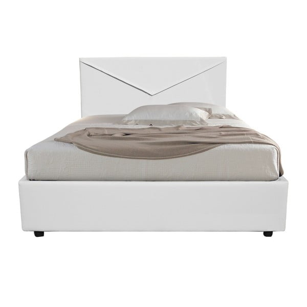 Białe łóżko jednoosobowe ze schowkiem 13Casa Mina, 120x190 cm