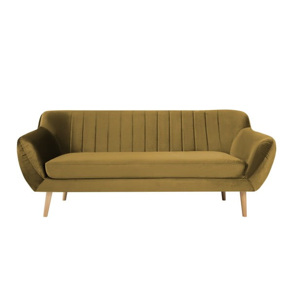 Musztardowa sofa 3-osobowa Mazzini Sofas Benito