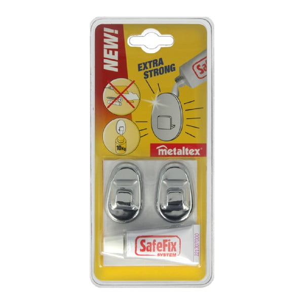 Zestaw 2 haczyków i kleju Metaltex Silver-image-2