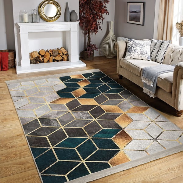 Biało-morski dywan odpowiedni do prania 160x230 cm – Mila Home-image-1