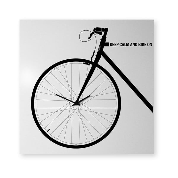 Zegar ścienny dESIGNoBJECT.it Bike White, 50 x 50 cm 