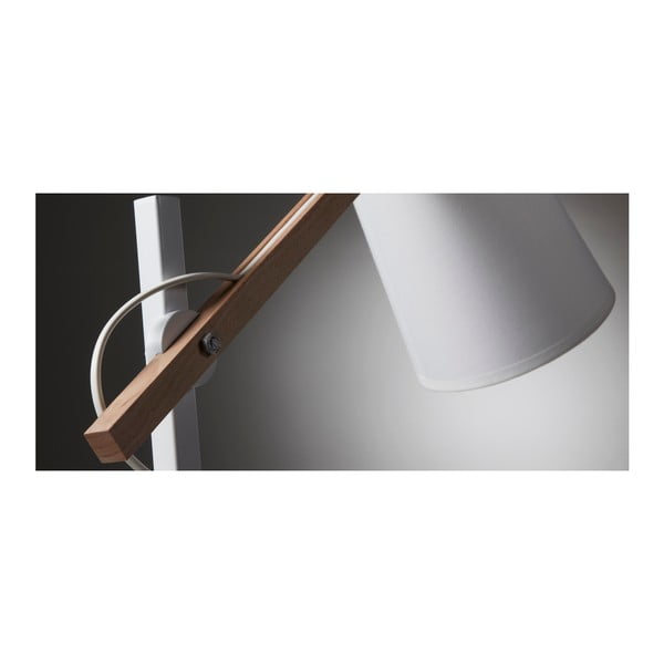 Biała lampa stołowa z litego drewna akacjowego z tekstylnym kloszem (wysokość 65 cm) Kosta – Kave Home-image-2
