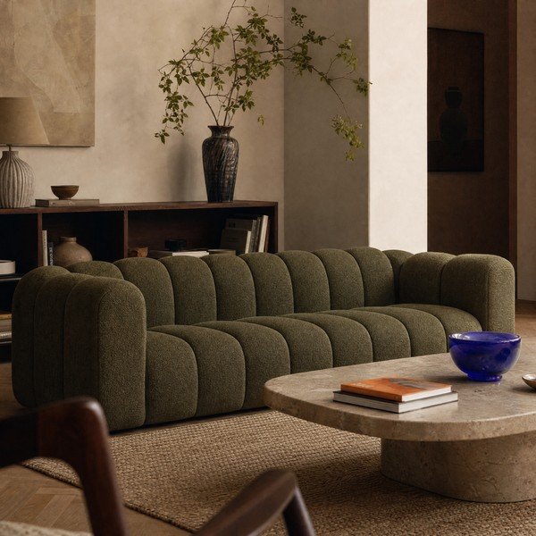 Zielona sofa z tkaniny szenilowej 290 cm Lupine – Micadoni -image-3