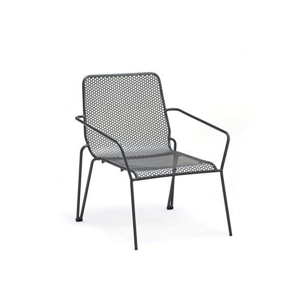 Ciemnoszary metalowy fotel ogrodowy Ambroise – Ezeis