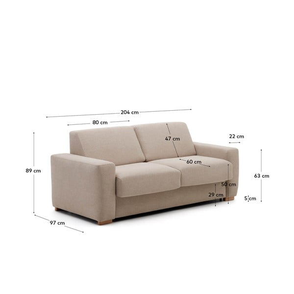 Beżowa rozkładana sofa 204 cm Anley – Kave Home-image-3