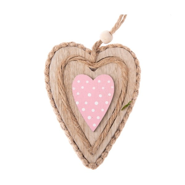 Różowe drewniane wiszące serce dekoracyjne Dakls Pink Heart