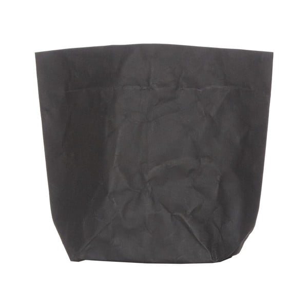 Czarna osłonka na doniczkę z papieru zmywalnego Furniteam Plant, wys. 30 cm