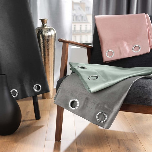 Niebieska zasłona z mikrosatyny 140x240 cm Shana – douceur d'intérieur-image-4