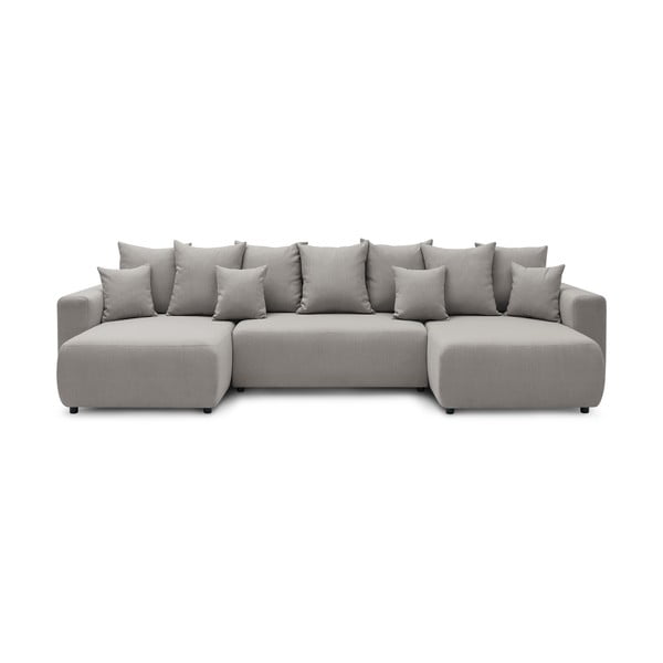 Jasnoszara sofa rozkładana w kształcie litery U Envy – Bobochic Paris
