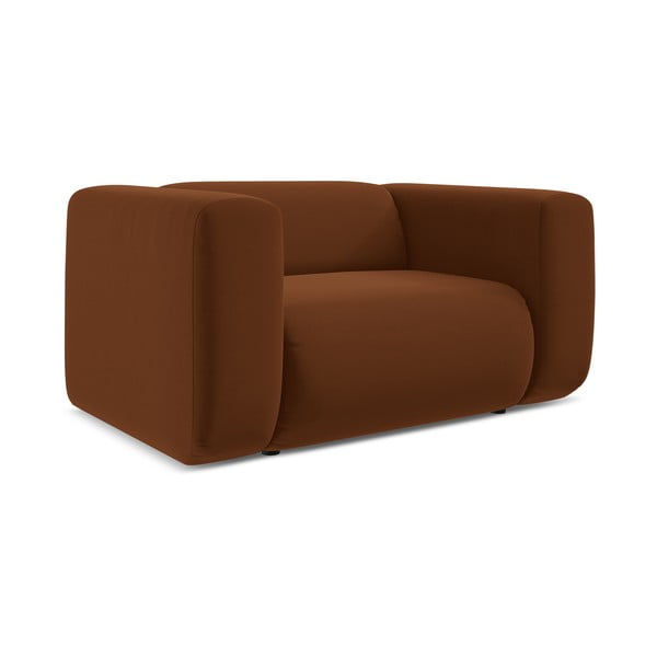 Pomarańczowy/brązowy aksamitny fotel Ekahi – Makamii