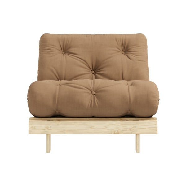 Fotel rozkładany z brązowym Karup Design Roots Raw/Mocca-image-3