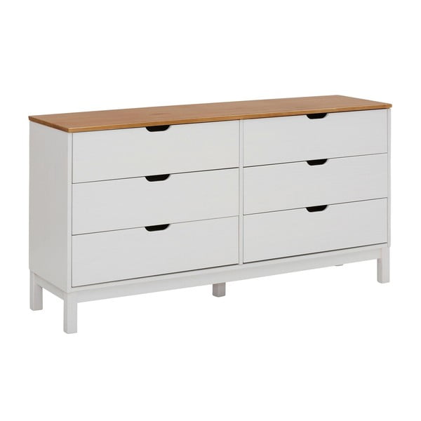 Biała niska komoda z litego drewna sosnowego 150x75 cm Post – Støraa-image-2