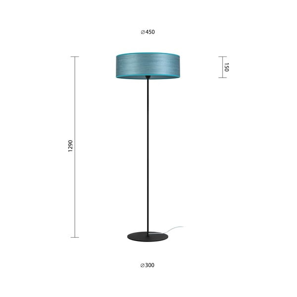 Niebieska lampa stojąca z naturalnego forniru Sotto Luce Ocho XL, ⌀ 45 cm-image-3