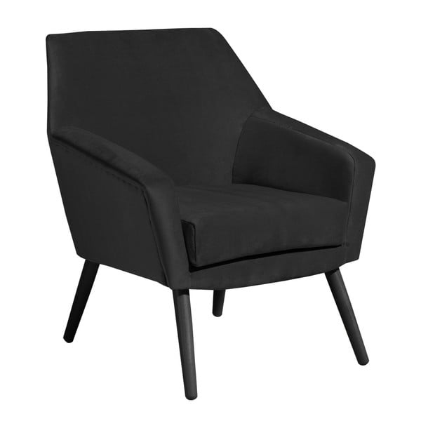 Czarny aksamitny fotel z czarnymi nogami Max Winzer Alegro