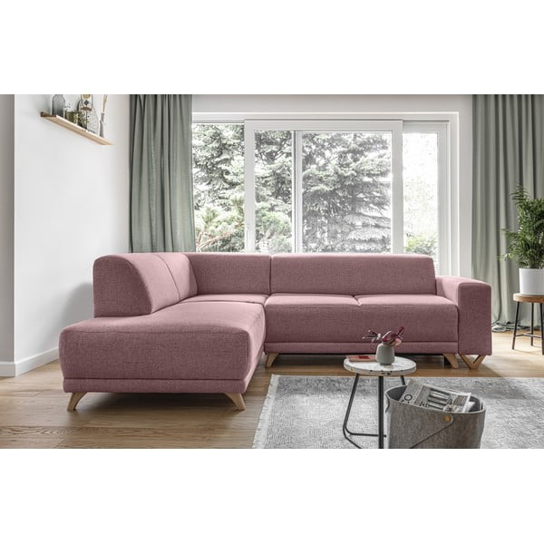 Różowy rozkładany/ze schowkiem narożnik (lewostronny/w kształcie litery L) Classy Sophie – Miuform-image-1