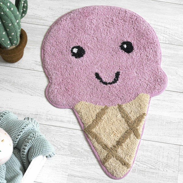 Różowo-brązowy bawełniany dywanik łazienkowy Mr. Fox Ice Cream, 44x68 cm-image-1