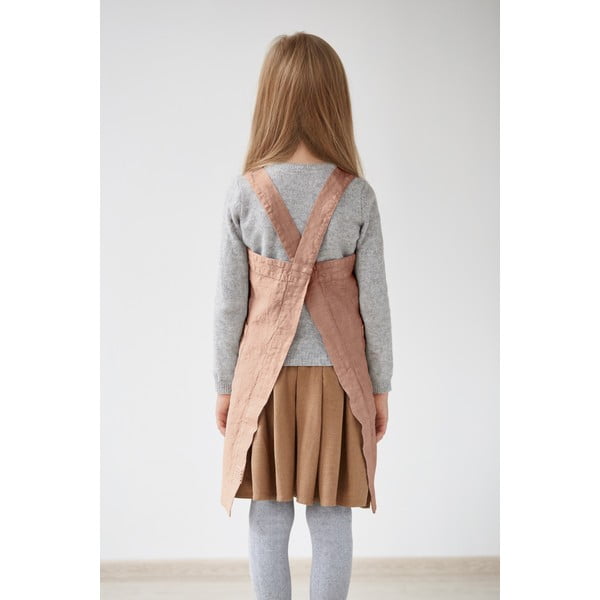 Dziecięcy pomarańczowy lniany fartuch Linen Tales Pinafore, 60x34 cm-image-1