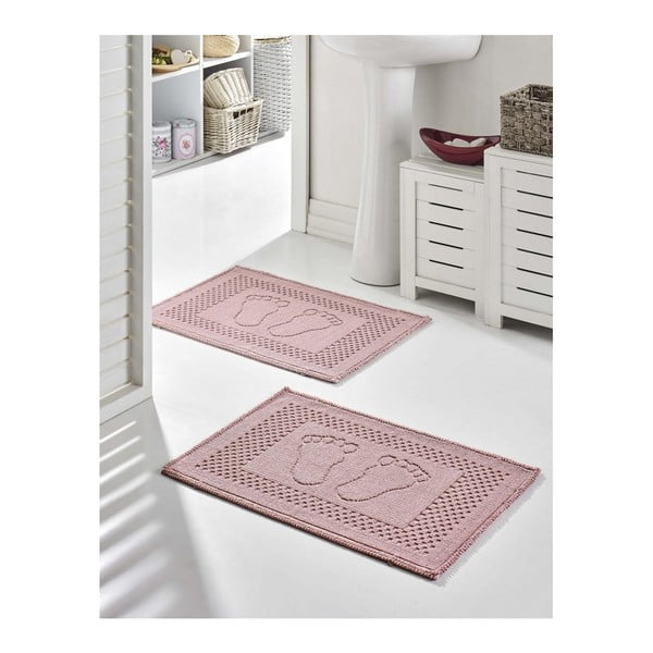 Zestaw 2 różowych bawełnianych dywaników łazienkowych Bathmat Garrudo, 50x70 cm