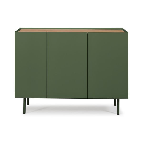 Zielona niska komoda w dekorze dębu 110x85 cm Arista – Teulat
