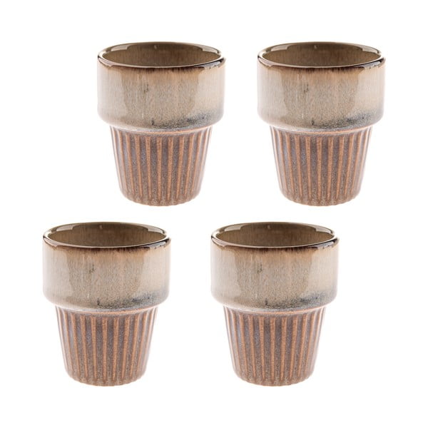 Beżowe kamionkowe filiżanki zestaw 4 szt. na espresso 100 ml Tone – Dakls