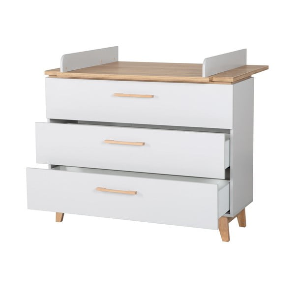 Jasnoszara niska komoda dziecięca w dekorze dębu z przewijakiem 117x104 cm Caro – Roba-image-3