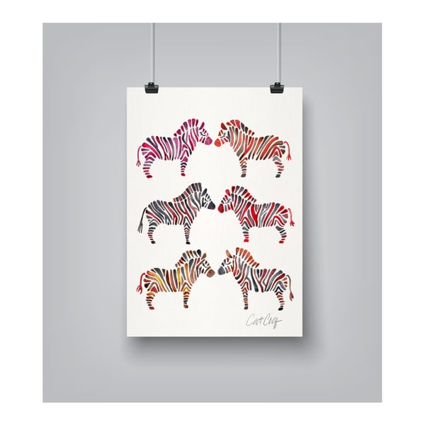 Plakat Americanflat Rainbow Zebras by Cat Coquillette, 30x42 cm