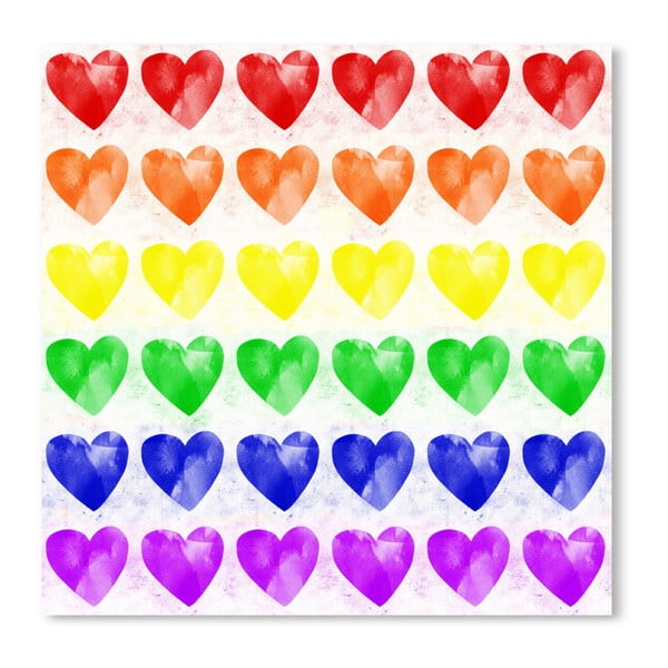 Plakat Americanflat Rainbow Hearts, 30x30 cm