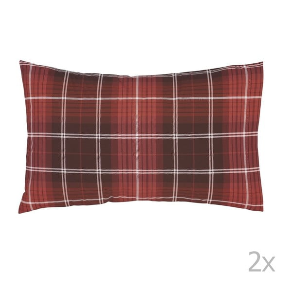 Zestaw 2 czerwonych poszewek na poduszki Catherine Lansfield Tartan Check, 50x75 cm