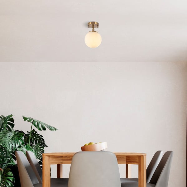 Biała/w kolorze mosiądzu lampa sufitowa ze szklanym kloszem ø 15 cm Atmaca – Opviq lights-image-1