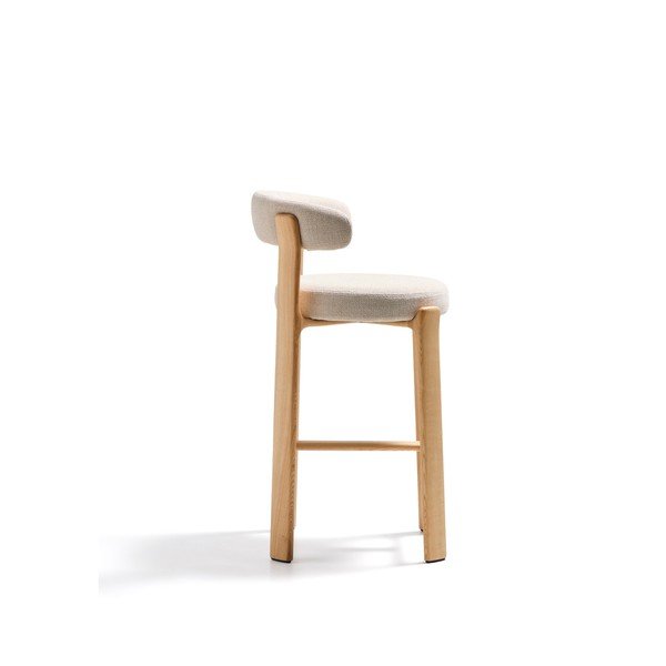 Beżowo-naturalny kolorze hoker z litego drewna jesionowego (wysokość siedziska 75 cm) Granite – Kave Home-image-3