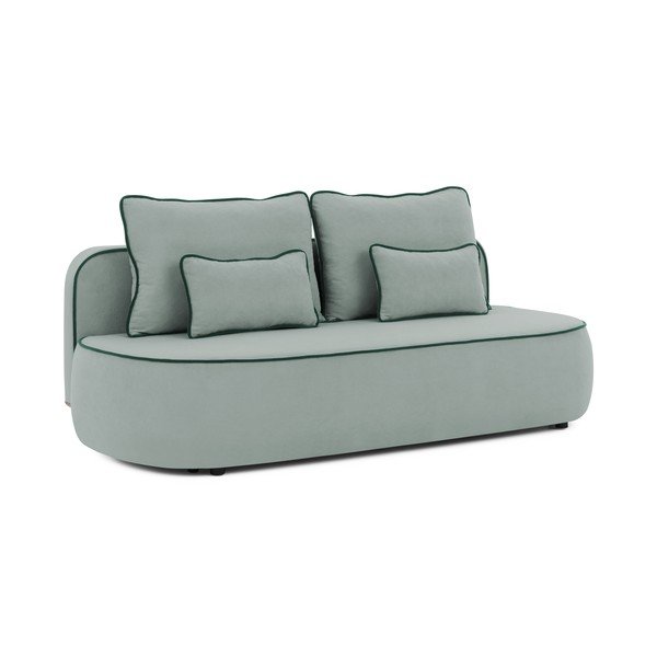 Morska/szaroniebieska aksamitna rozkładana/ze schowkiem sofa dla dzieci 210 cm Saga – Ropez