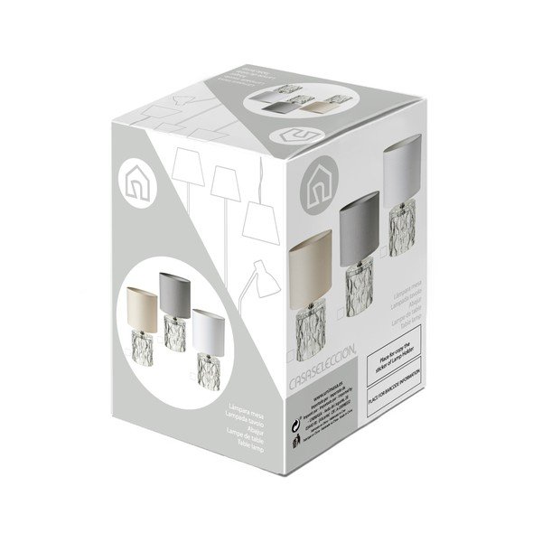Szklana lampa stołowa z tekstylnym kloszem (wys. 29 cm) – Casa Selección-image-4