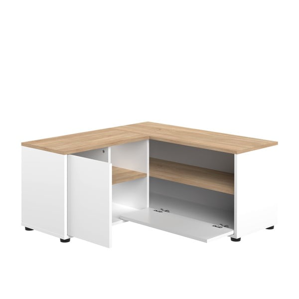 Biała szafka pod TV w dekorze dębu 90x45 cm Angle – TemaHome-image-2