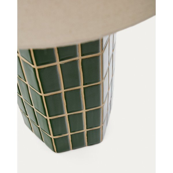 Zielono-kremowa lampa stołowa z tekstylnym kloszem (wysokość 61,5 cm) Rue – Kave Home-image-4