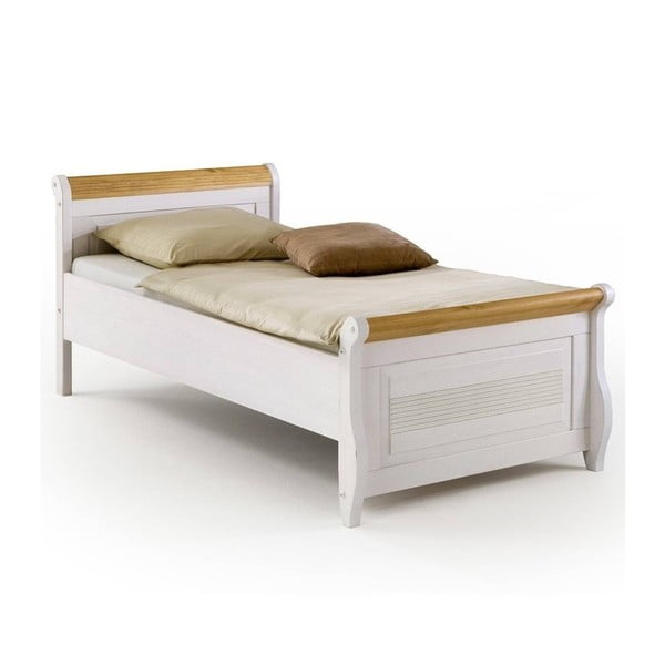 Białe łóżko sosnowe SOB Harald, 100 x 200 cm