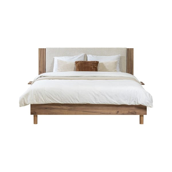 Beżowe łóżko dwuosobowe ze stelażem 160x200 cm Lior – Bobochic Paris-image-2