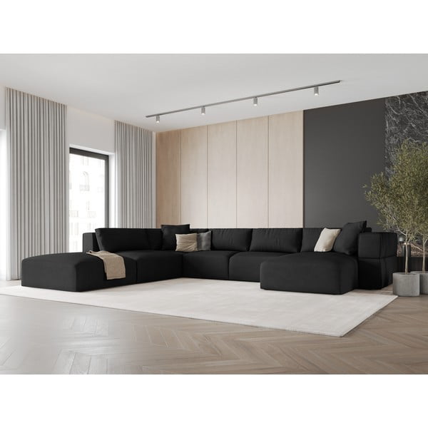 Czarny narożnik (lewostronny/w kształcie litery U) Esther – Milo Casa-image-1