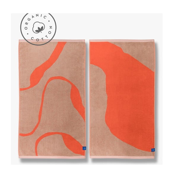 Pomarańczowo-jasnobrązowe ręczniki z bawełny organicznej zestaw 2 szt. 50x90 cm Nova Arte – Mette Ditmer Denmark