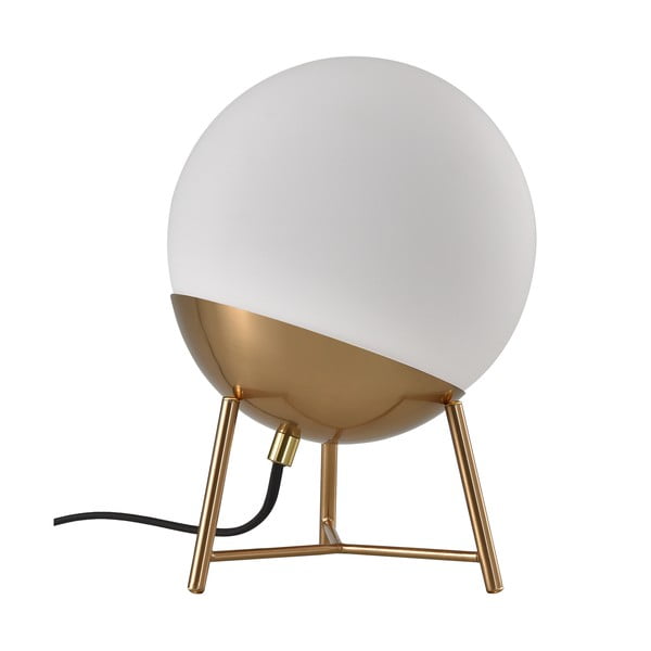 Biała lampa stołowa LED ze ściemniaczem z szklanym kloszem (wys. 32 cm) Chelsea – House Nordic