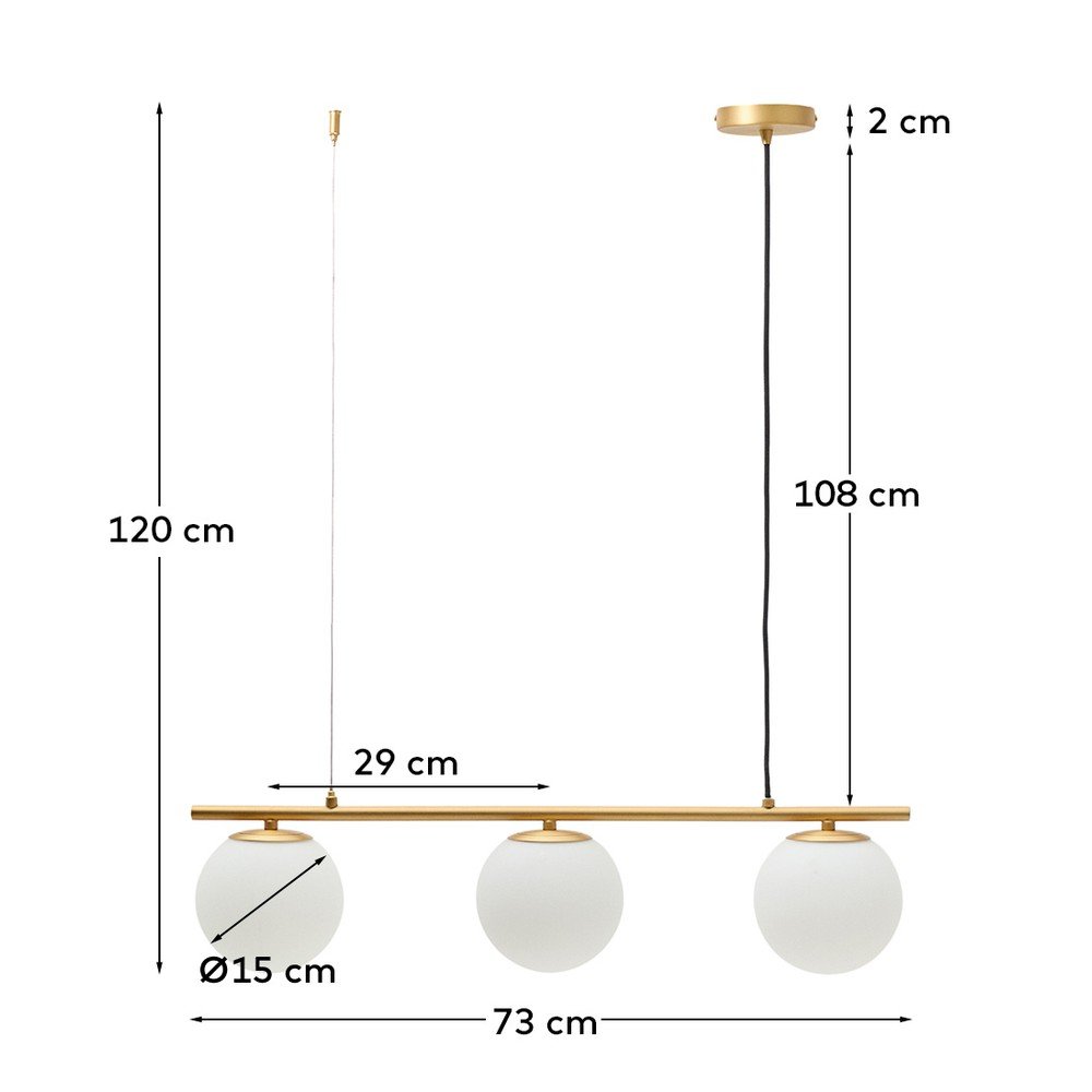 Biała/w kolorze złota metalowa lampa wisząca ze szklanym kloszem Brisia – Kave Home (zdjęcie 6)