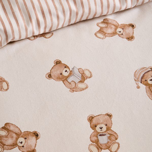 Kremowe flanelowe prześcieradło dziecięce jednoosobowe z gumką 70x140 cm Brushed Teddy Bear – Catherine Lansfield-image-2
